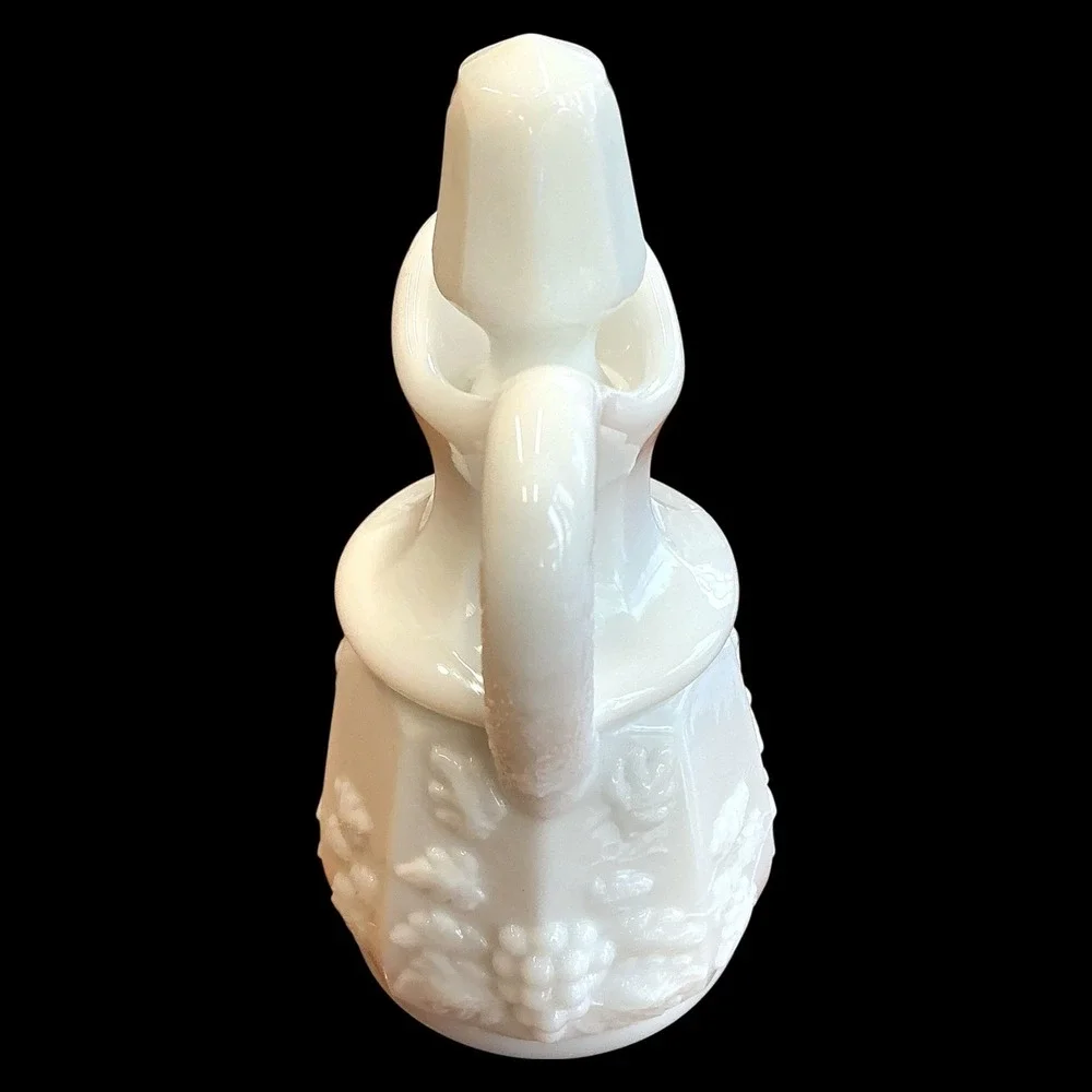 Westmoreland Paneled Grape Milk Glass‎ Cruet with Stopper Vintage